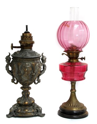 Lot 1408 - A Victorian oil lamp