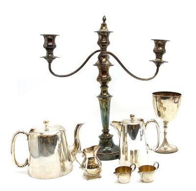 Lot 265 - A pair of silver plated candelabra