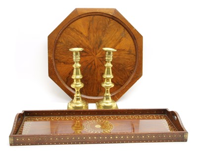 Lot 491 - A pair of brass candlesticks