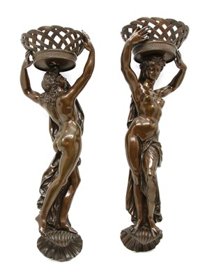 Lot 496 - A pair of 20th century bronze wall lights