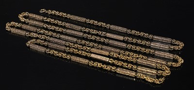 Lot 646 - A 9ct gold fancy link long chain