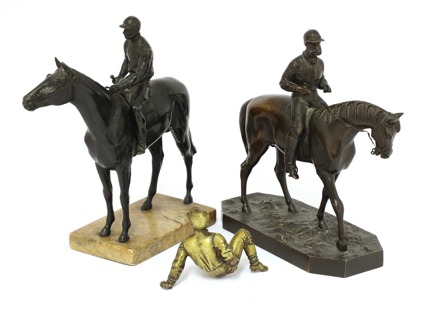 Lot 196 - An equestrian bronze group