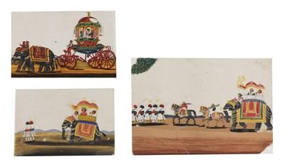Lot 145 - Four Indian paintings of elephants on mica