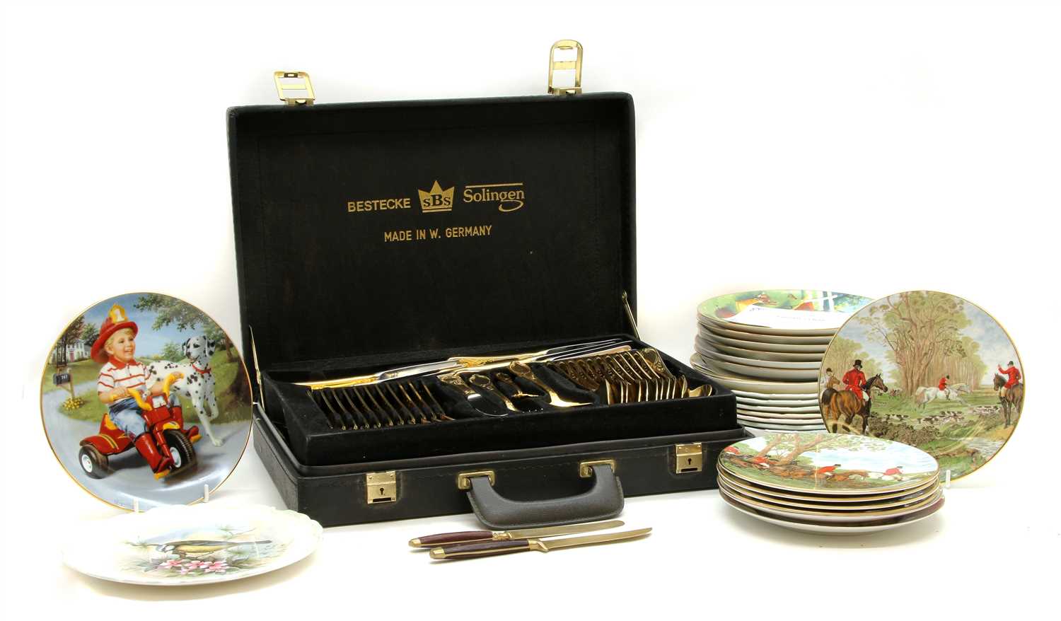 Lot 187 - A gold plated Solingen canteen of cutlery