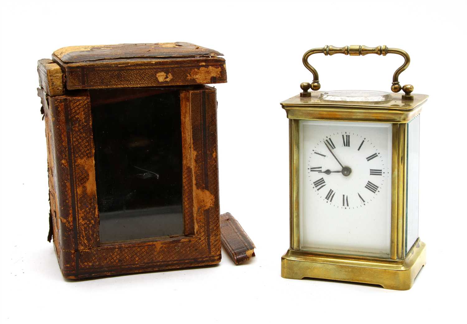Lot 200 - A brass carriage clock
