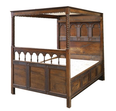 Lot 835 - A German oak tester bed