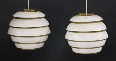 Lot 232 - A pair of A331 Beehive pendant lamps