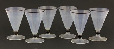 Lot 231 - Six opaline glass goblets