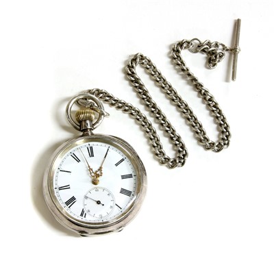 Lot 71 - A Swiss silver pin set open-faced pocket watch