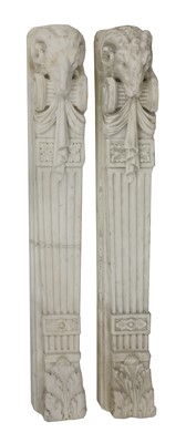 Lot 422 - A pair of English white marble chimney piece jambs
