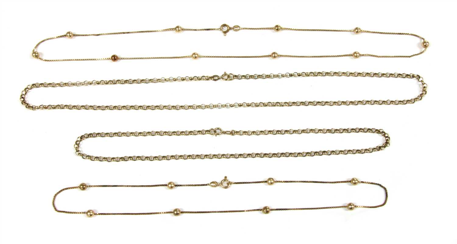 Lot 47 - Two 9ct gold belcher link chains
