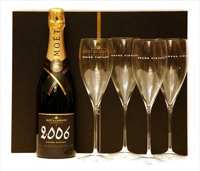 Lot 59 - Moët & Chandon, Grand Vintage, 2006, one bottle in presentation box with four champagne flutes