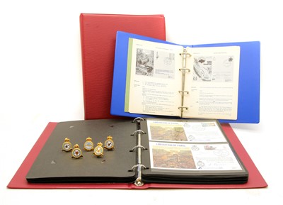 Lot 126 - RAF stamps, 6 RAF badges and two RAF Escape Society albums