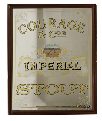 Lot 473 - VERY LARGE ADVERTISING MIRROR - 'COURAGE & COs. IMPERIAL STOUT'