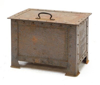 Lot 698 - An Arts & Crafts hammered steel coal bin