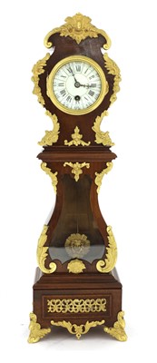 Lot 347 - A miniature French mahogany longcase clock
