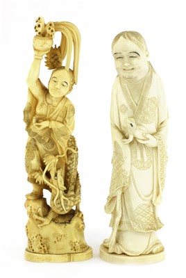 Lot 133 - Two Japanese carved ivory figures