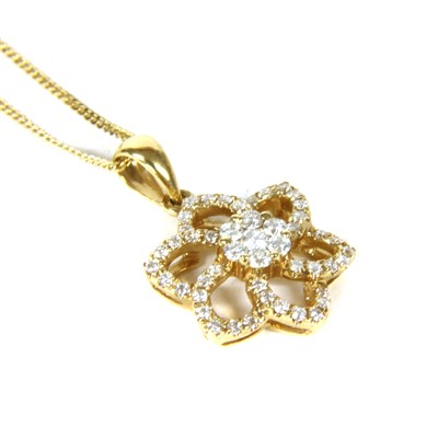 Lot 45 - An 18ct gold diamond floral cluster pendant