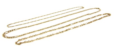 Lot 46 - A 9ct gold curb and bar link chain