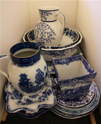 Lot 321 - A collection of 19th century and later blue and white transfer decorated china