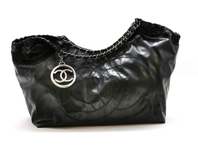 Lot 252 - A Chanel extra-large black vinyl Coco Cabas tote