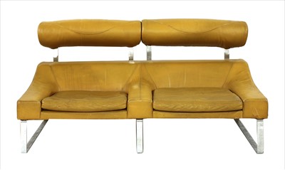 Lot 610 - A tan leather two-seater settee