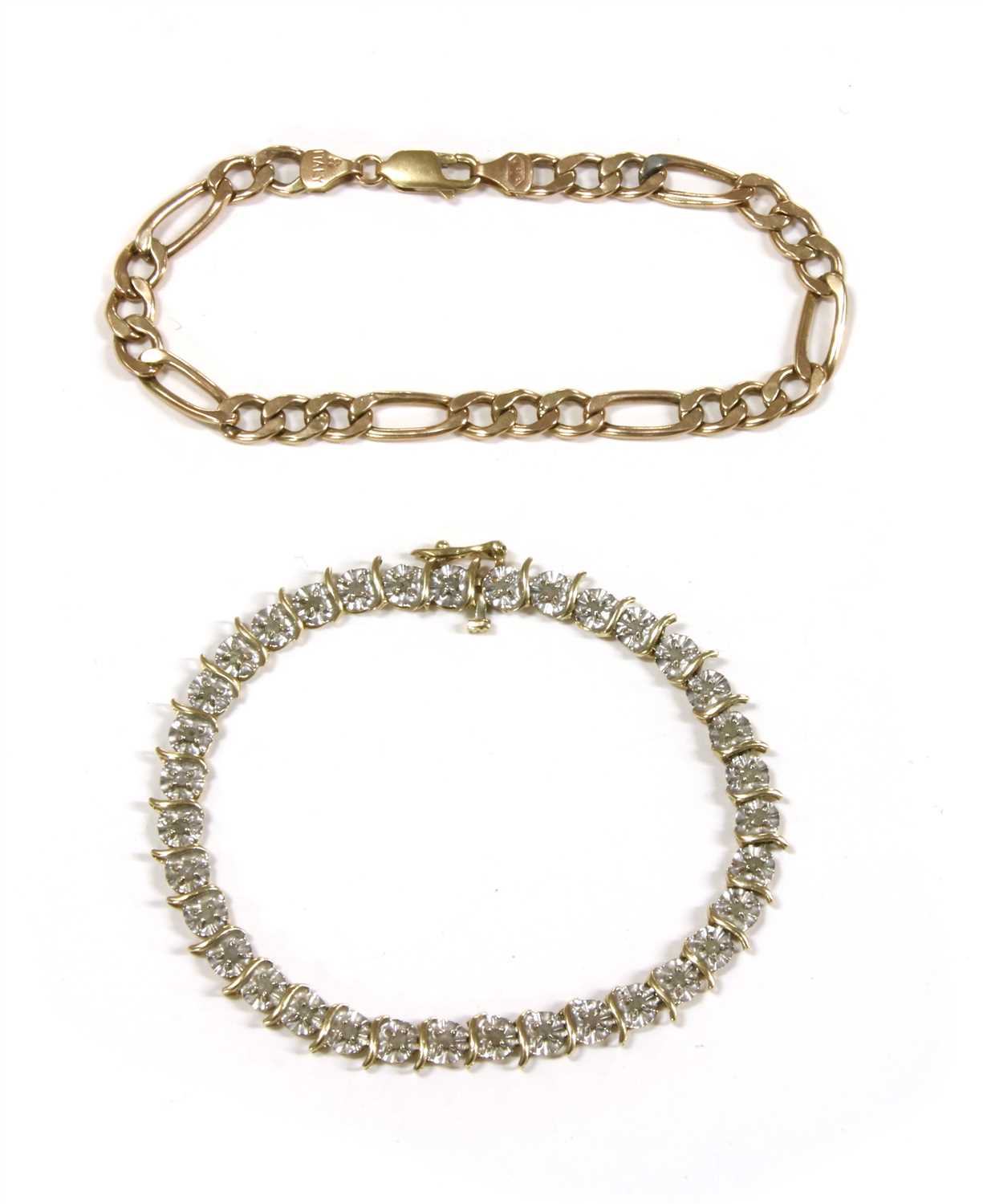 Lot 1006 - A gold diamond line bracelet