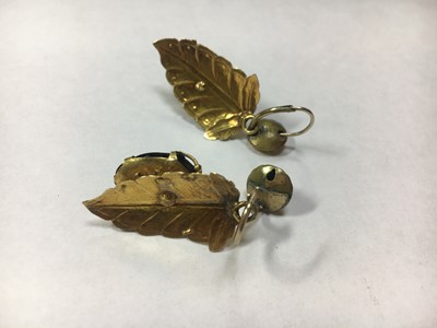 Lot 22 - A pair of Victorian gilt metal scarab drop earrings