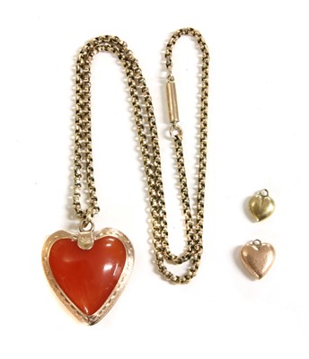 Lot 1031 - A Victorian gold cornelian heart pendant