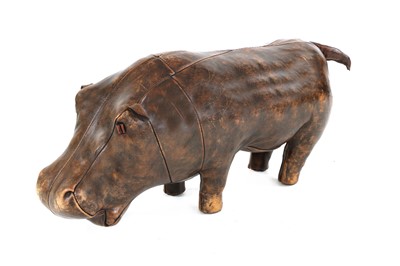 Lot 615 - A leather hippopotamus footstool
