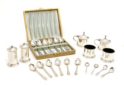 Lot 76 - A George VI silver six piece cruet set