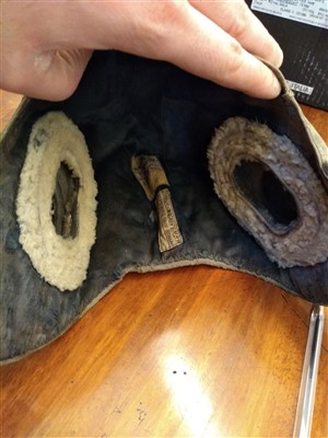 Lot 168 - A WWII Battle of Britain crashed German Luftwaffe pilot officers LKp s100 summer flying helmet