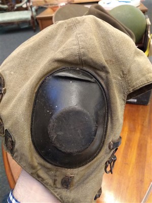 Lot 168 - A WWII Battle of Britain crashed German Luftwaffe pilot officers LKp s100 summer flying helmet