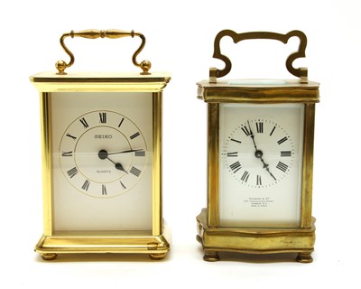 Lot 212 - Two brass carriage clocks