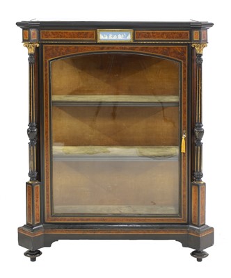 Lot 818 - An ebonised and burr walnut display cabinet