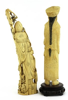 Lot 134 - Two Chinese carved ivory figures