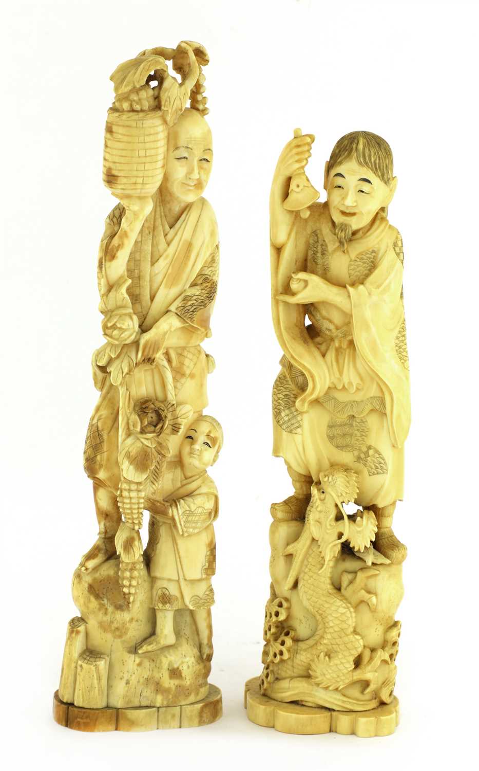 Lot 124 Two Japanese Carved Ivory Figure Groups