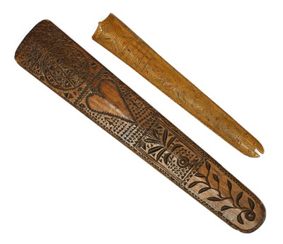 Lot 286 - Two carved wood stay busks