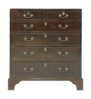 Lot 780 - A George III walnut caddy top chest of four graduated long drawers