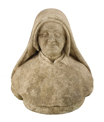 Lot 202 - A carved marble bust of a nun