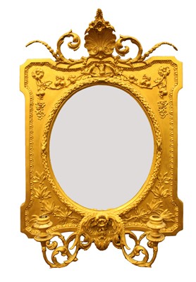 Lot 1579 - A 19th century twin branch rectangular gilt girandole