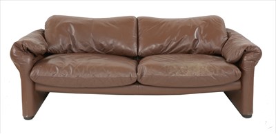 Lot 598A - A 'Maralunga' brown leather sofa