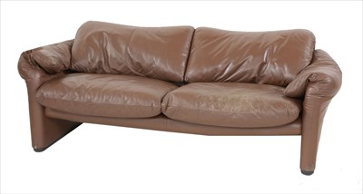 Lot 705 - A 'Maralunga' brown leather sofa