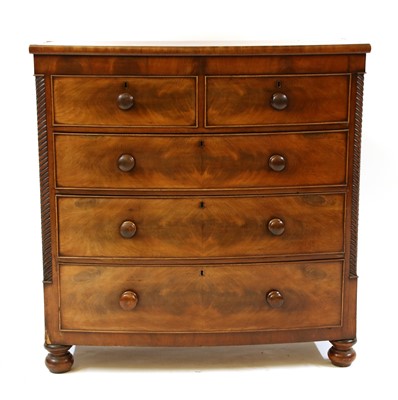 Lot 1584 - A George III mahogany bow front chest of drawers