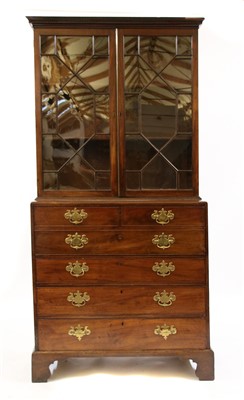 Lot 617 - A George III mahogany secretaire bookcase