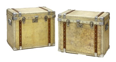 Lot 612 - A pair of vellum and aluminium bound chests