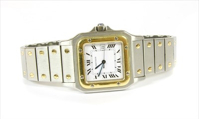 Lot 148 - A mid-size bi-colour Cartier Santos automatic bracelet watch, c.1980