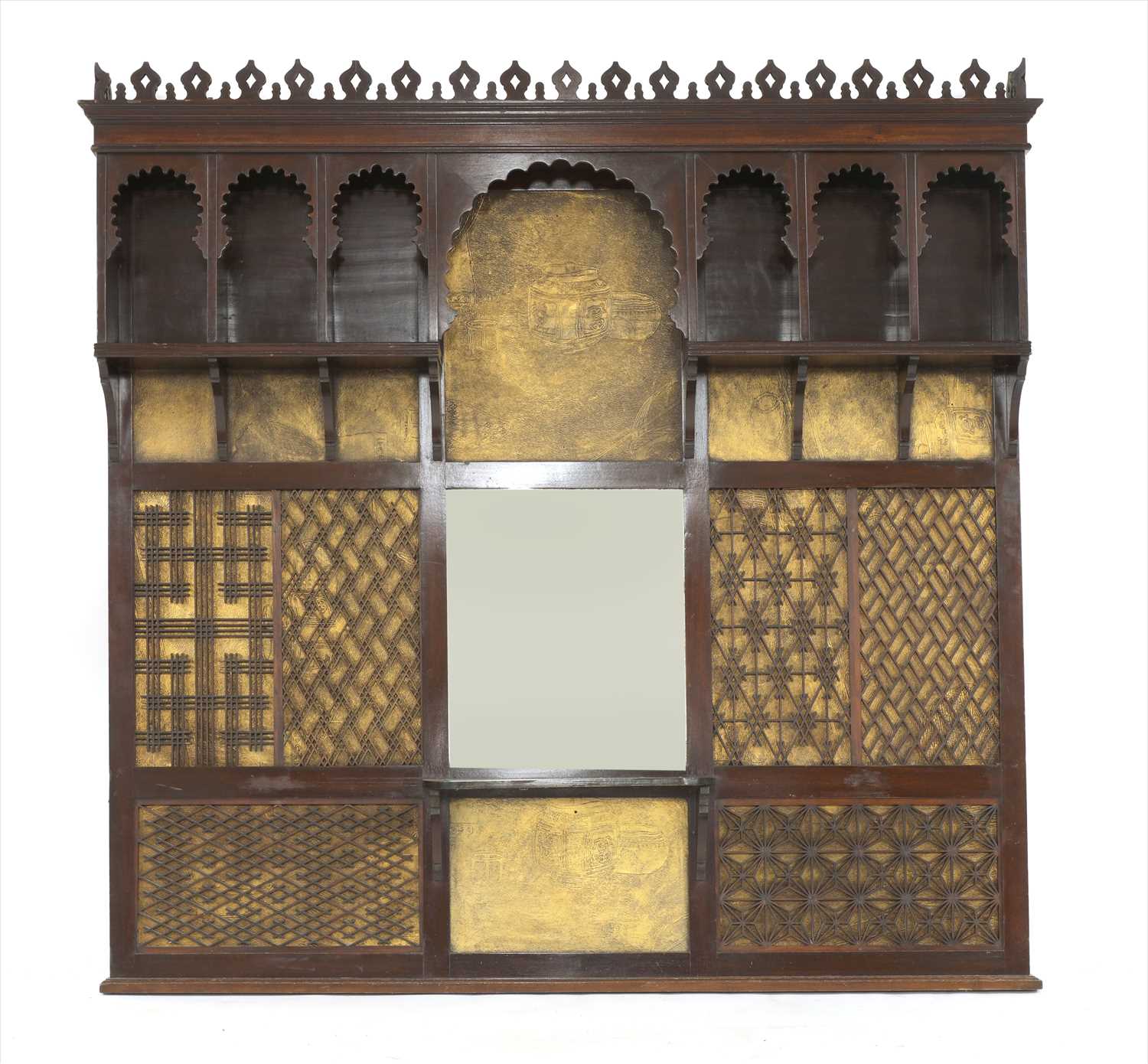 Lot 45 - An Aesthetic mahogany overmantel mirror
