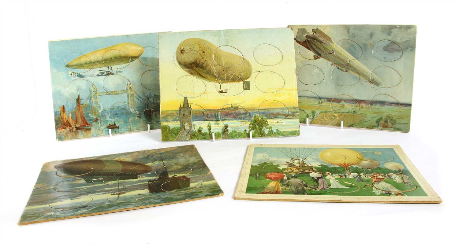 Lot 1160 - A set of five complete Victorian airship novelty puzzles