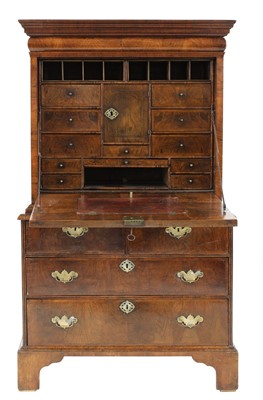 Lot 685 - A walnut and featherbanded escritoire